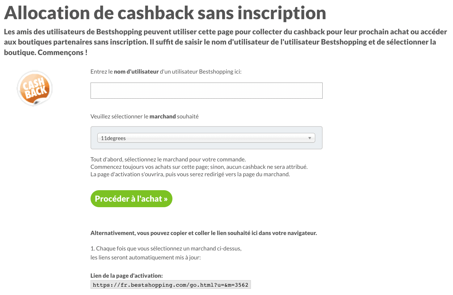 bestshopping avis cashback sans inscription