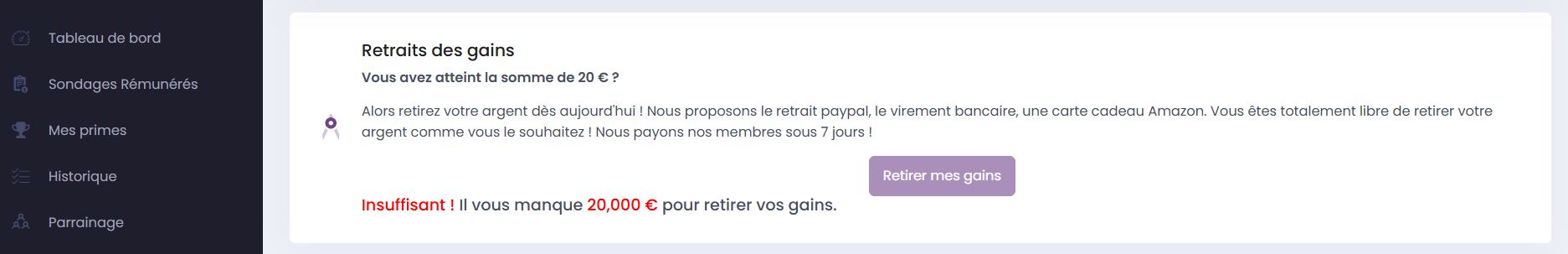 Seuil de paiement Surveoo