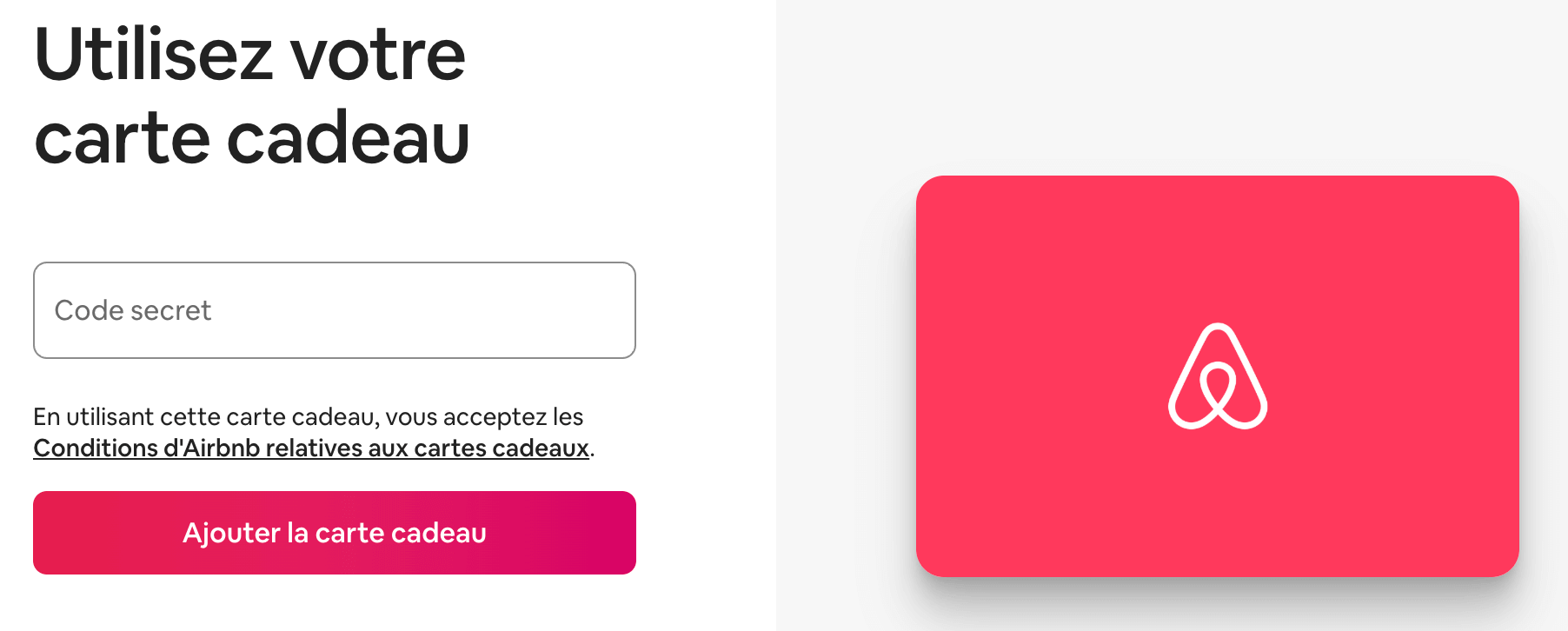 code promo airbnb ajouter carte cadeau
