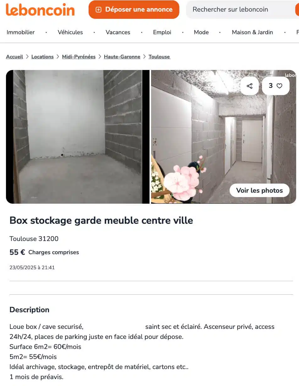 costockage garde meubles entre particuliers leboncoin