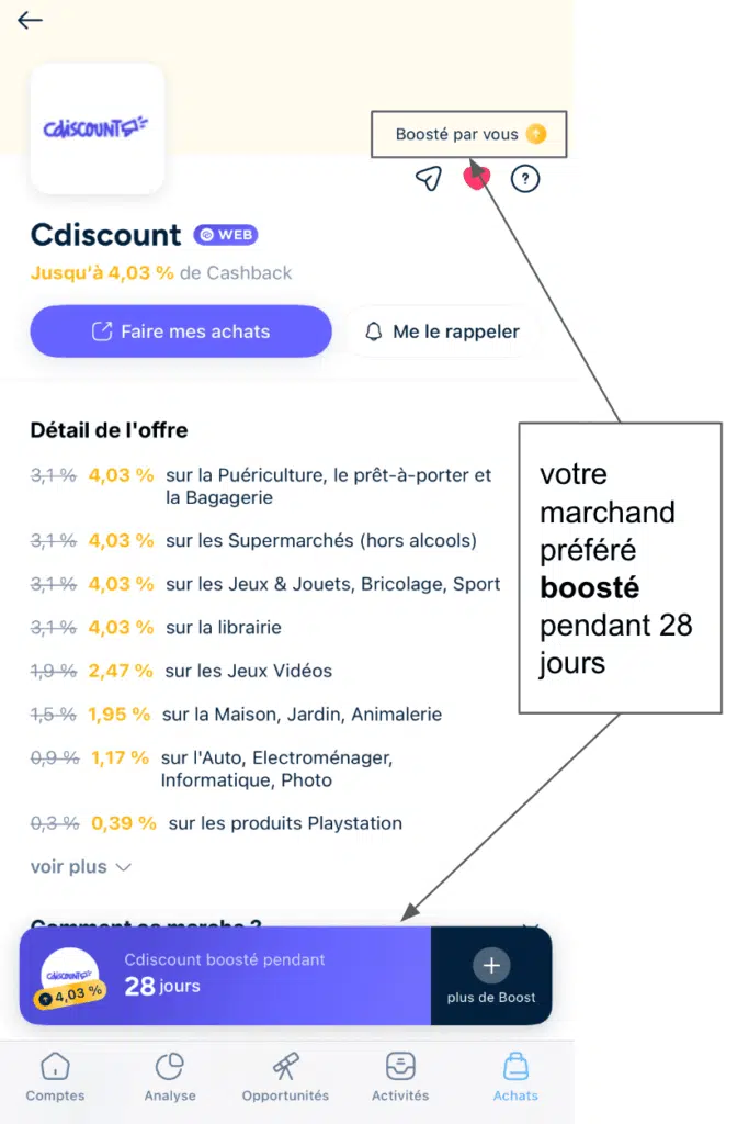 cashback boosté bankin'