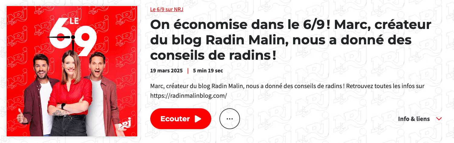 NRJ Belgique 6/9 Radin Malin 19MAR25