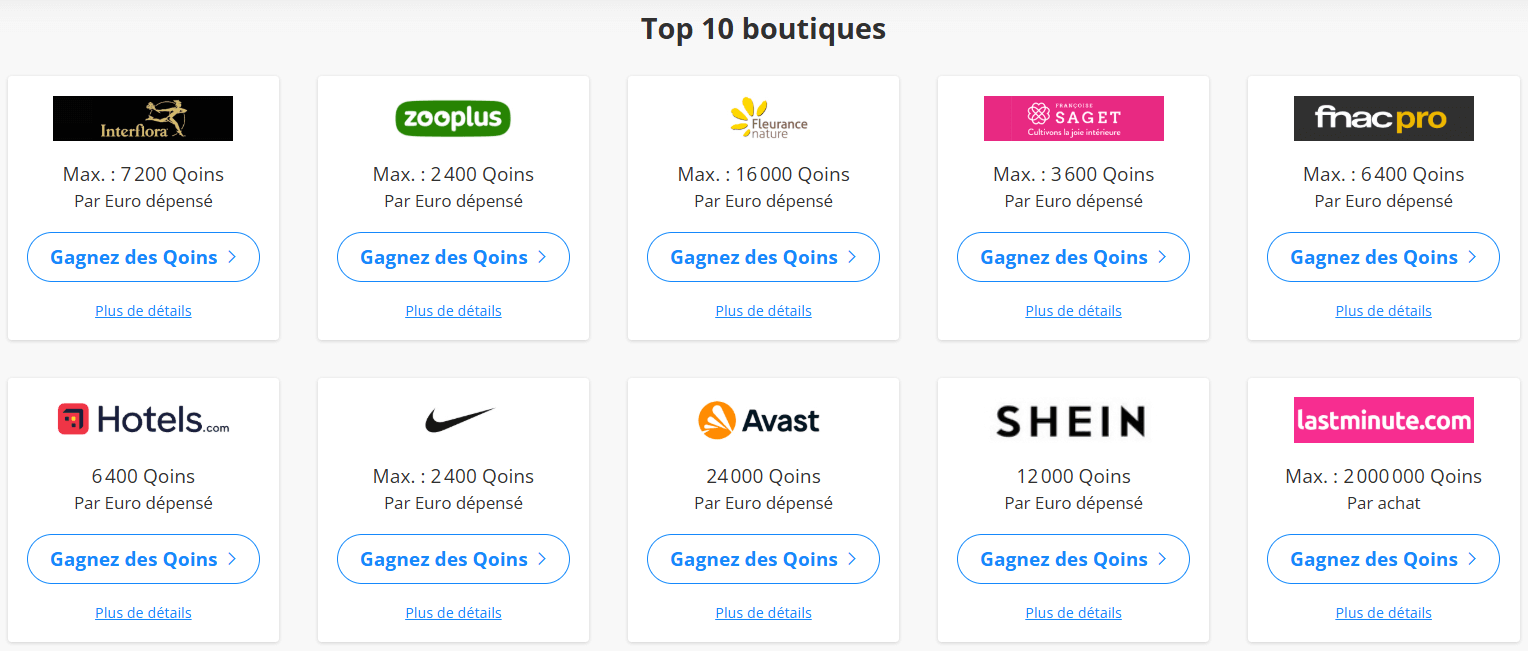 Boutiques les plus rémunératrices avec Qassa