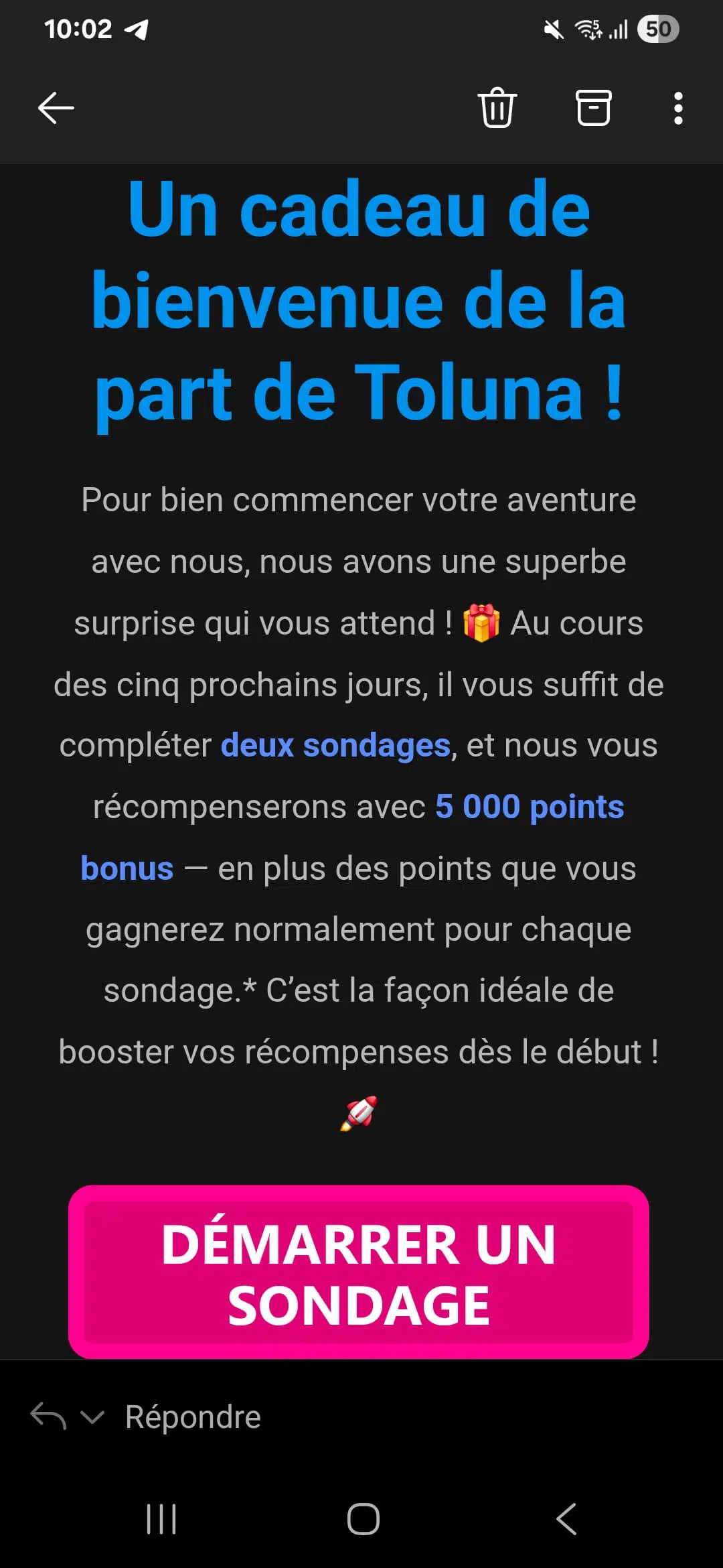 Lors de notre inscription à Toluna, on reçoit des points bonus