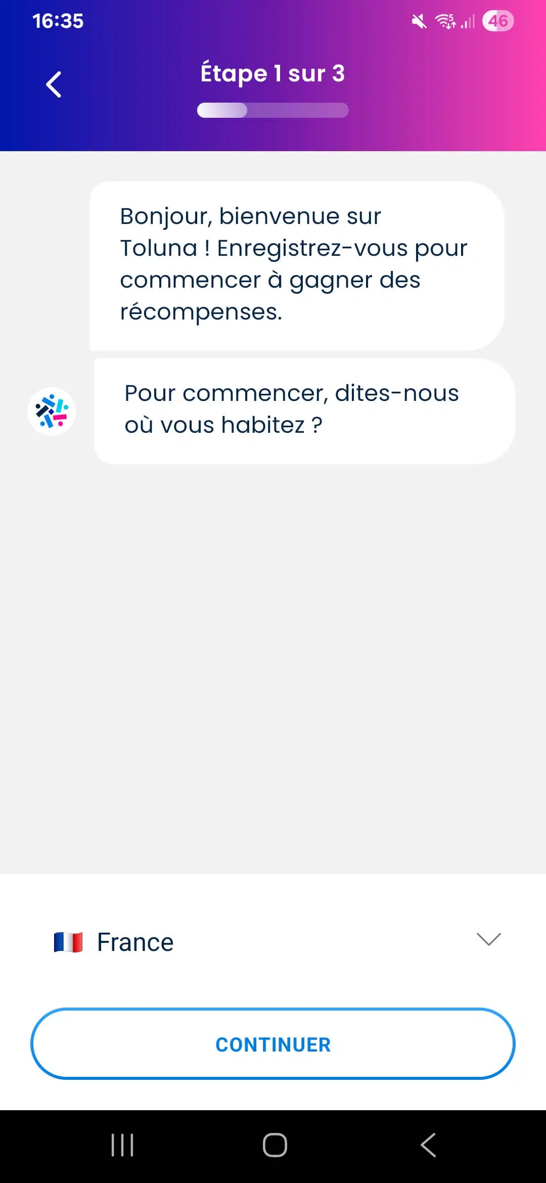 Répondre à des questions pour créer son compte sur Toluna