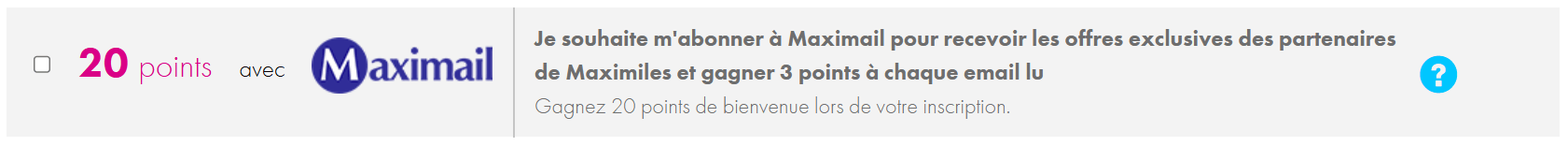 Case à cocher lors de l'inscription à Maximiles