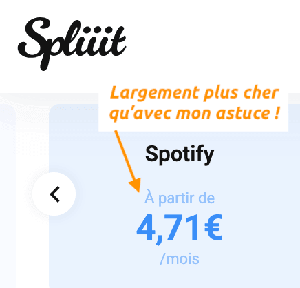 spliiit abonnement spotify pas cher 4,71€ 2026
