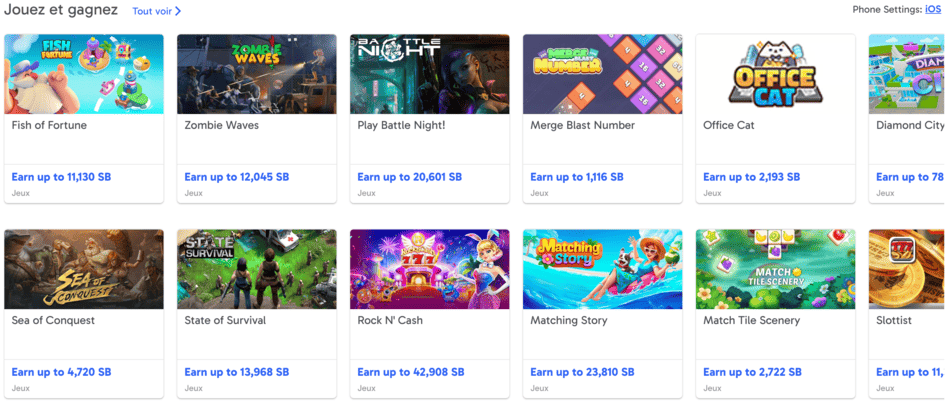 Swagbucks jeux
