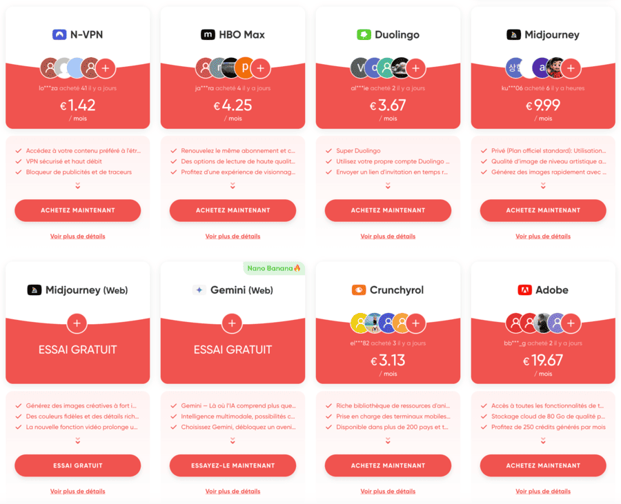 hbo max, netflix et abonnements moins cher sur gamsgo comptes partagés