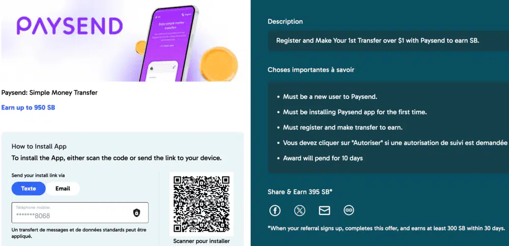 télécharger application et gagner SB