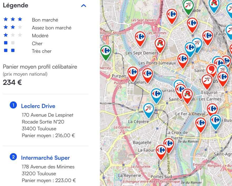 Carte interactive prix supermarchés ufc que choisir 2025