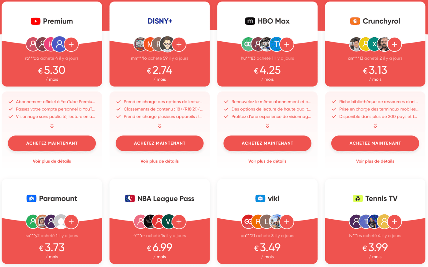 Gamsgo youtube premium pas cher netflix disney 2025