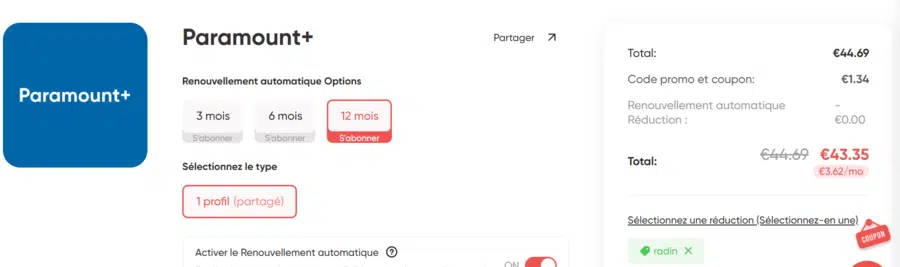 Code promo Gamsgo pour Paramount Plus