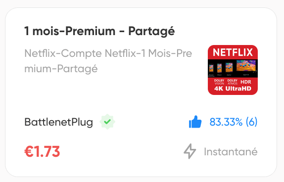 Netflix pas cher gamsgo 1,73€