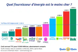 classement fournisseurs énergie les moins chers radin malin 2026
