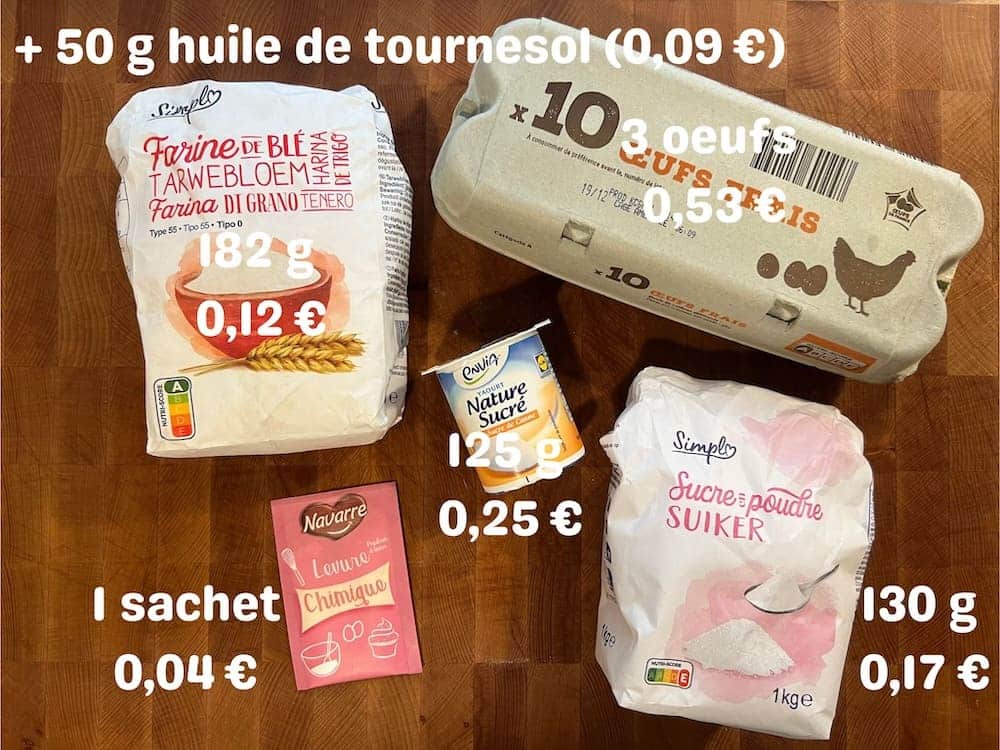 ingrédients gâteau au yaourt pas cher