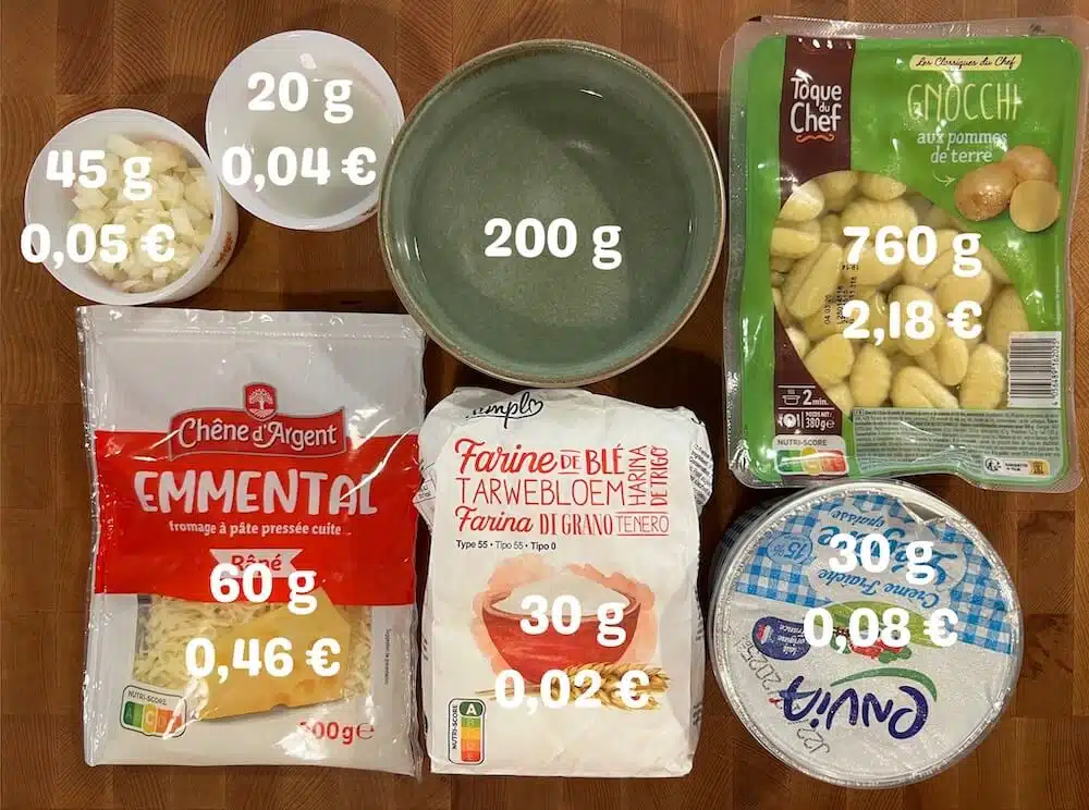 ingrédients gratin de gnocchis