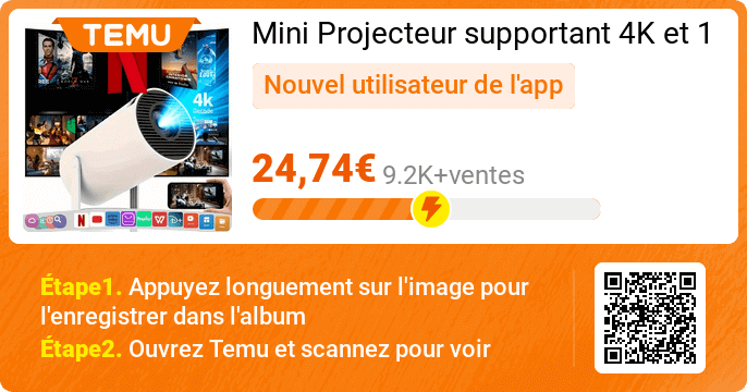 code promo temu meilleures ventes janvier 2026 projecteur