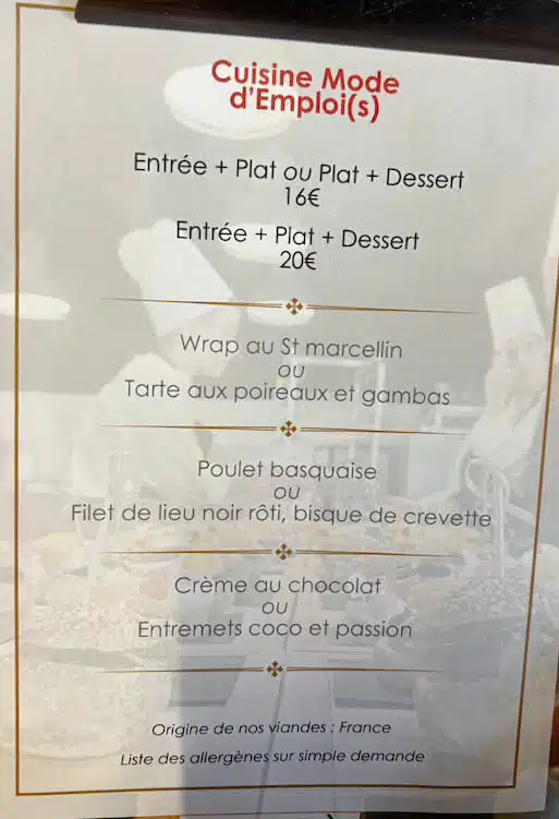 menu restaurant pas cher d'application le court circuit toulouse