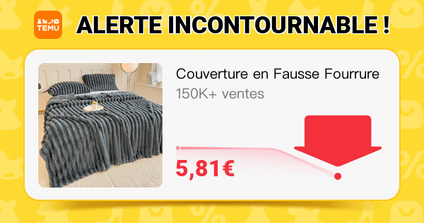 code promo temu février 2026 couverture fausse fourrure