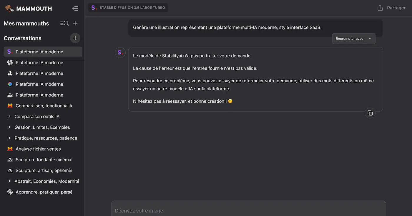 mammouth ai erreur stable diffusion