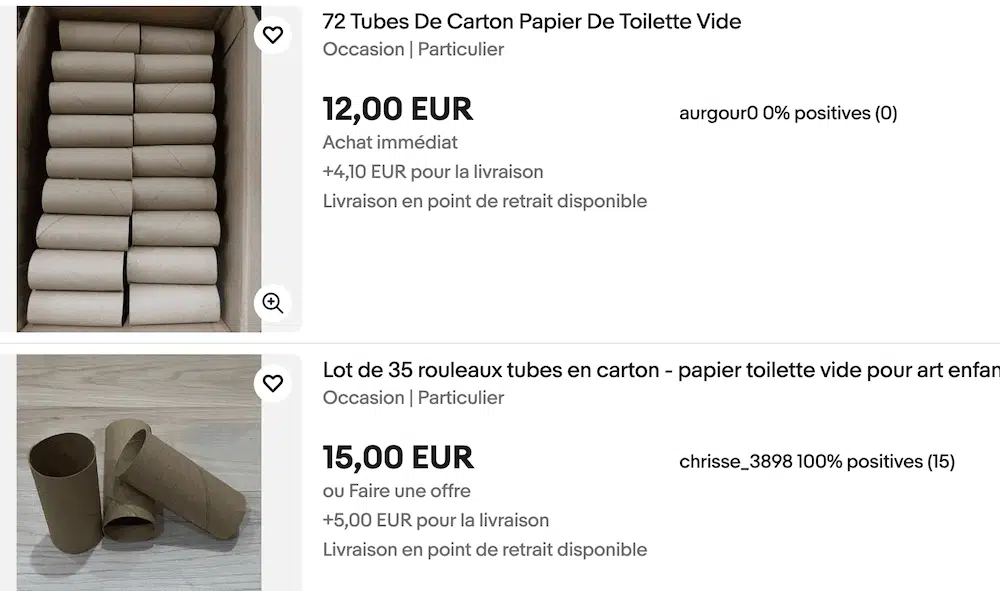 tubes rouleaux papier toilette