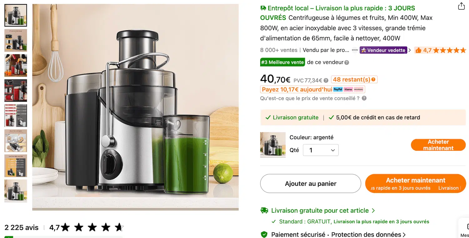 code promo temu 2026 extracteur jus meilleures ventes avril 2026