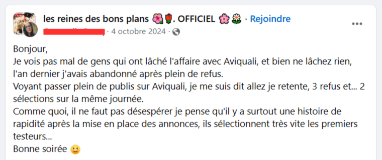 Commentaire Facebook Aviquali