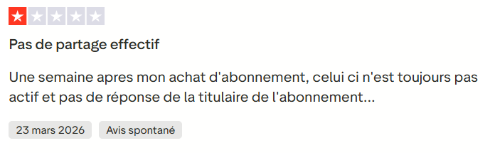 Avis négatif Sharesub