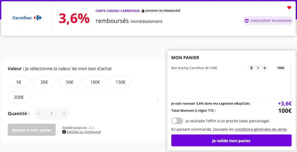 ebuyclub carrefour bon d'achat