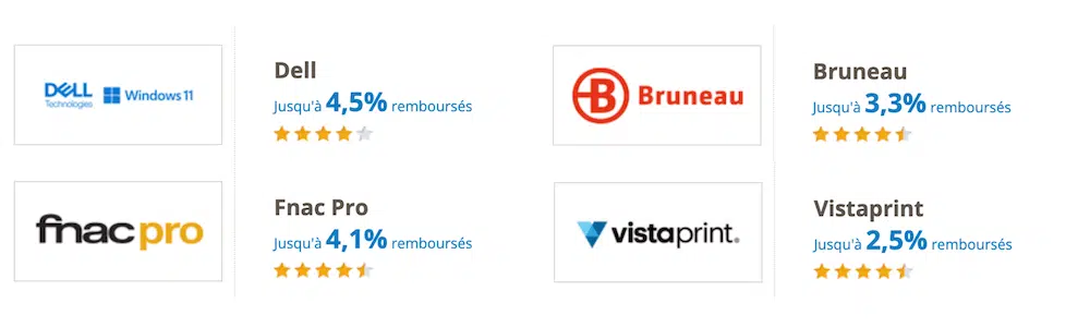 ebuyclub cashback achats professionnel Bruneau Vistaprint