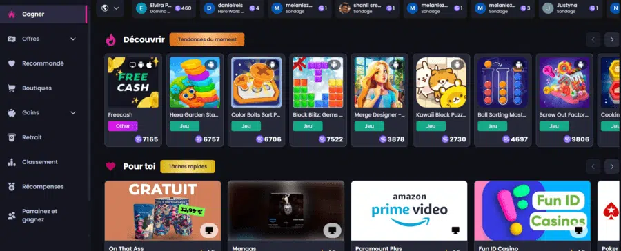 Page d'accueil de Savebucks