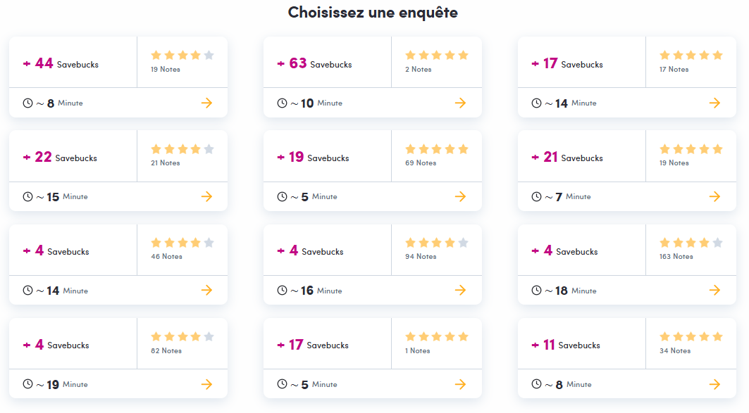 Sondages sur Savebucks