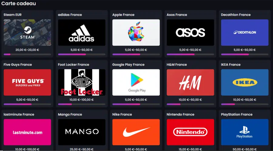 Les cartes cadeaux sur Savebucks