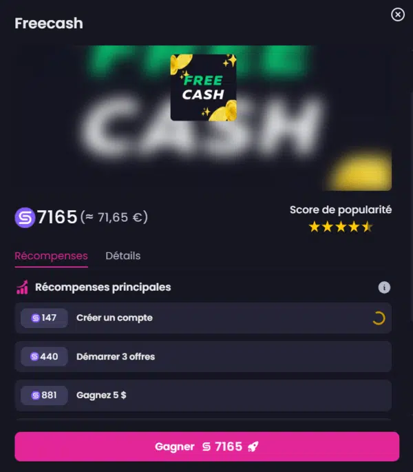 Mission Freecash sur Savebucks