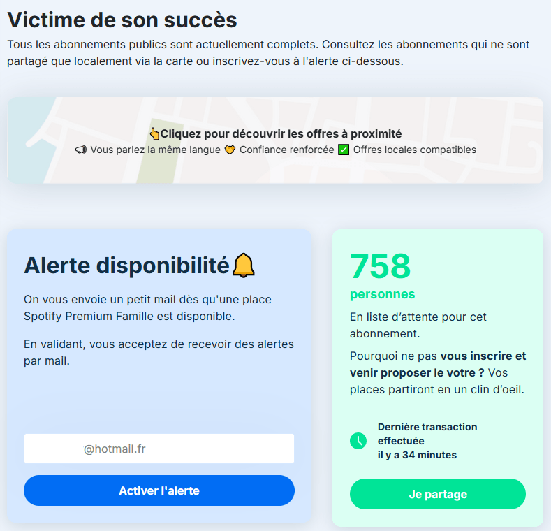 Abonnement indisponible sur Sharesub