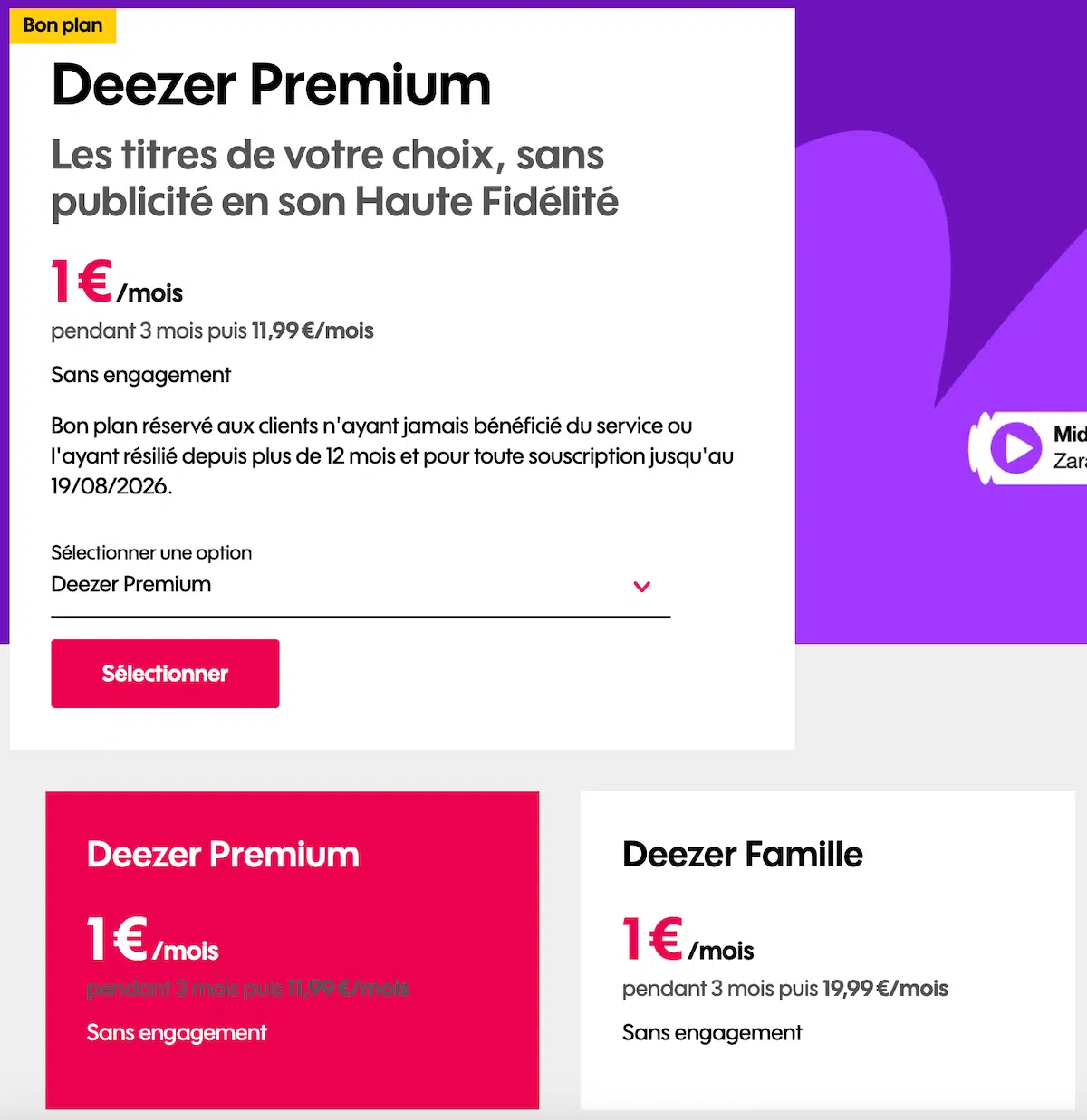 deezer option sosh 2026