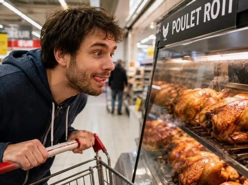 poulet supermarché courses ventre vide faim