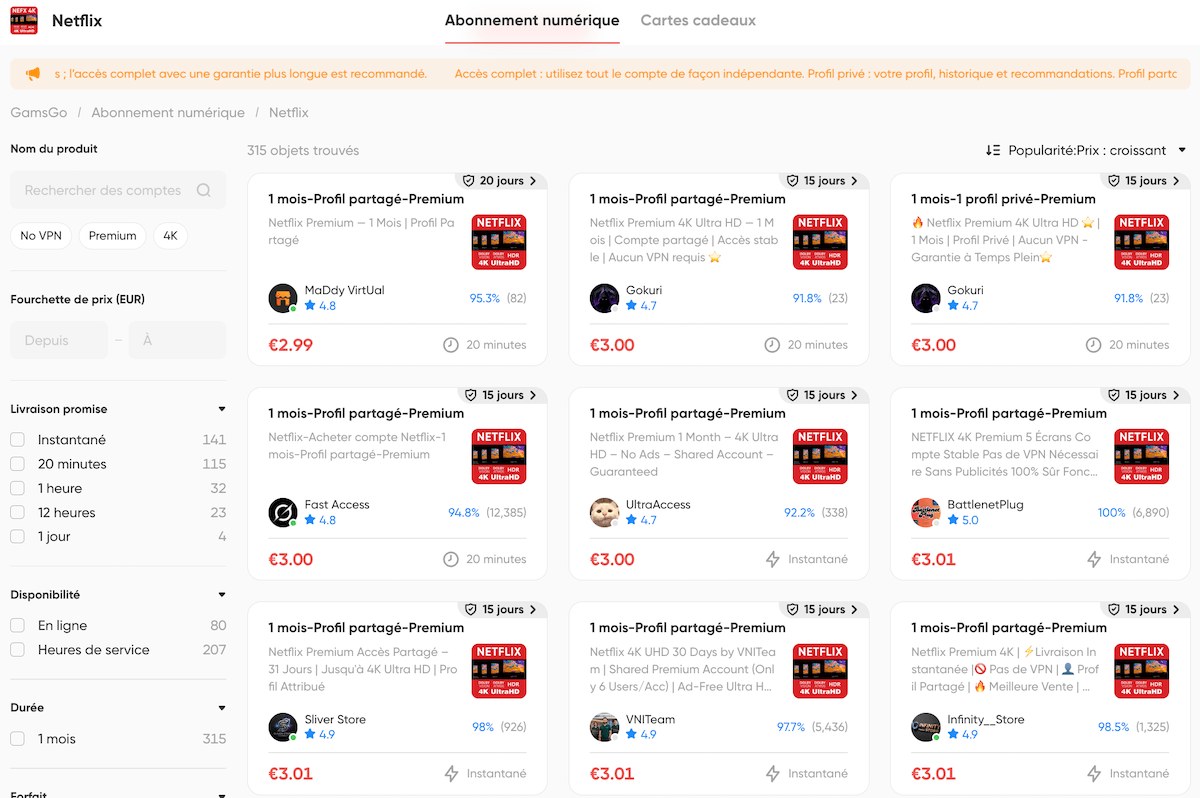 gamsgo marketplace netflix 2026